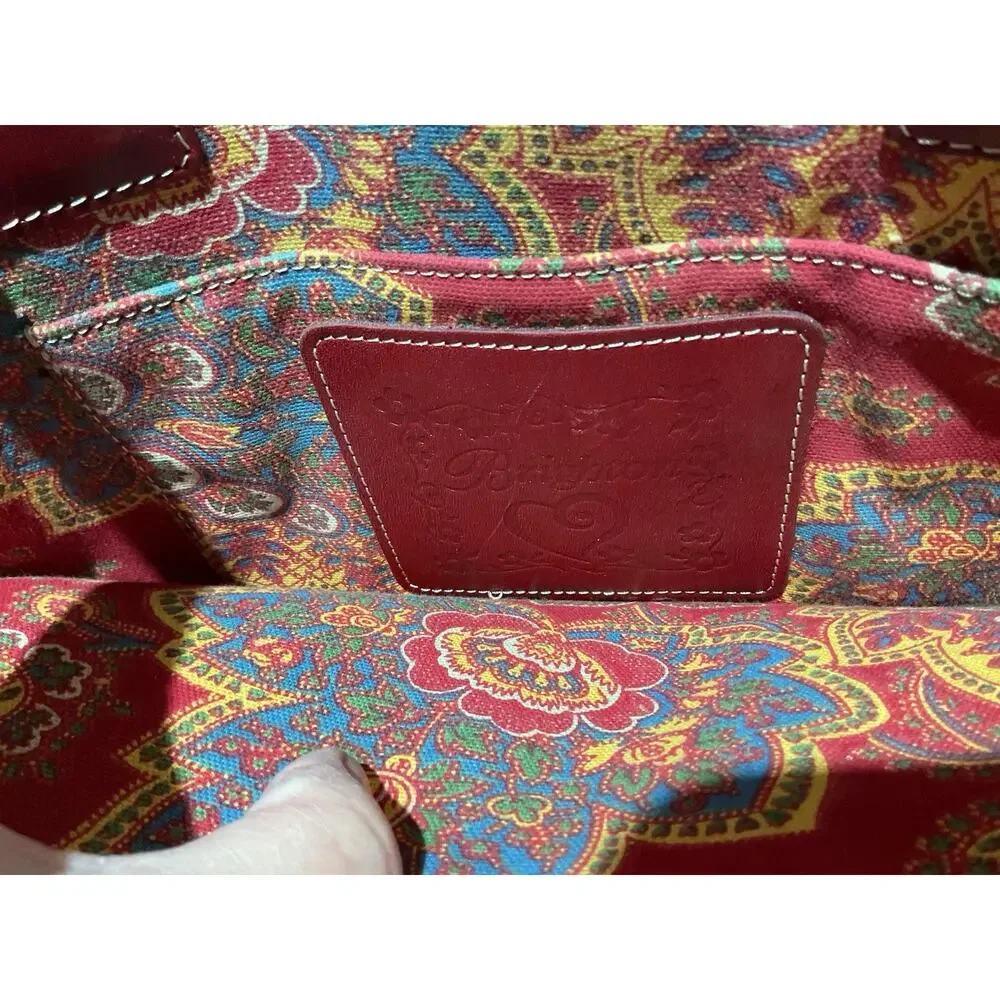 Vintage Brighton Straw Tote Bag Red Leather Straps Raffia Heart Bag Charm